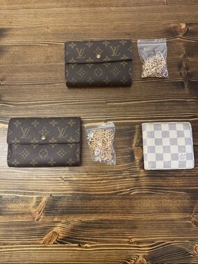 Louis Vuitton Monogram & Damier Canvas Wallet Trio — Brown & Cream